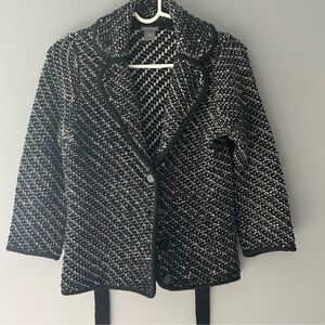 Ann Taylor Black and White Cardigan Sweater